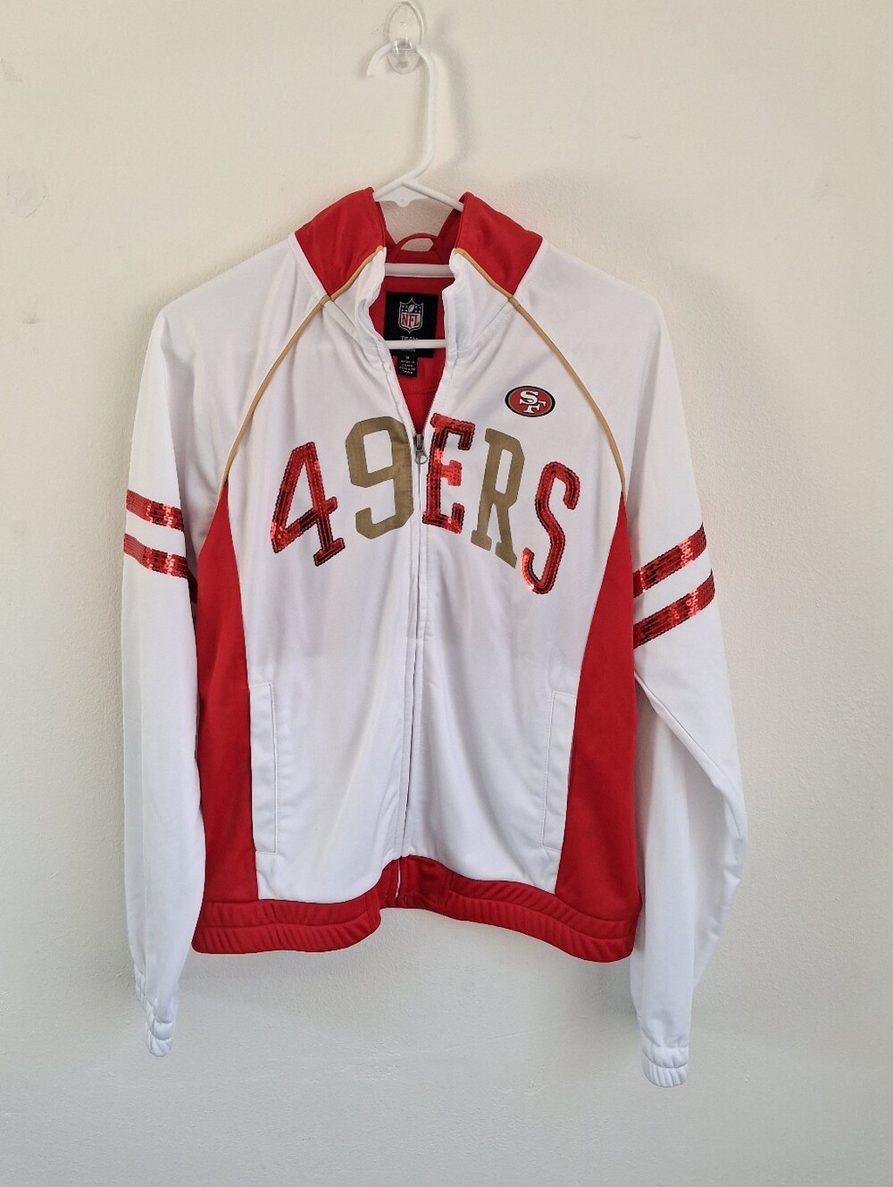San Francisco 49ers NFL Sequin Full Zip Track Jacket Womens Medium